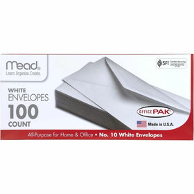 ACCO Mead Plain White Envelopes, 100 / Box, MEA75064