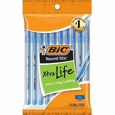 BIC Round Stic Ballpoint Pens, 10 / Pack, BICGSMP101BE