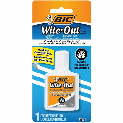 BIC Quick Dry Correction Fluid, White, 1 Pack, BICWOFQDP1WHI
