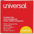 Universal Invisible Tape, 1" Core, 0.75" x 36 yds, Clear, 1 Roll, UNV83436
