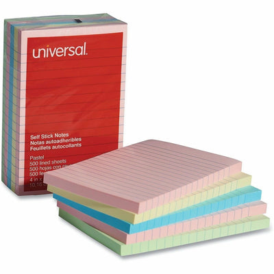 Universal Note Pad, Assorted Pastel, 5 / Pack, UNV35616