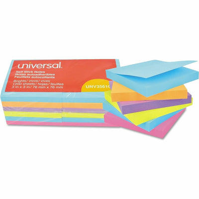 Universal Note Pad, Assorted Bright, 12 / Pack, UNV35610