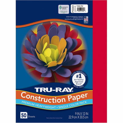 Dixon Ticonderoga Tru-Ray Construction Paper, Festive Red, 1 Pack, PAC103431
