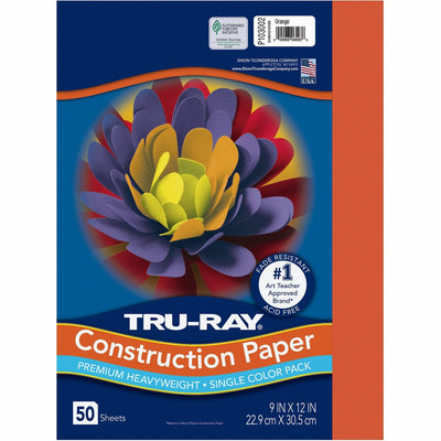 Dixon Ticonderoga Tru-Ray Heavyweight Construction Paper, Orange, 1 Pack, PAC103002