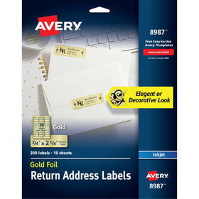 Avery Foil Mailing Labels, Gold, 5 / Carton, AVE08987
