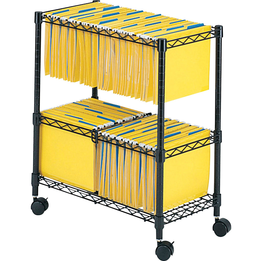 Safco 2-Tier Rolling File Cart, 25.75" x 29.75", Black, Steel, Locking Casters, SAF5278BL