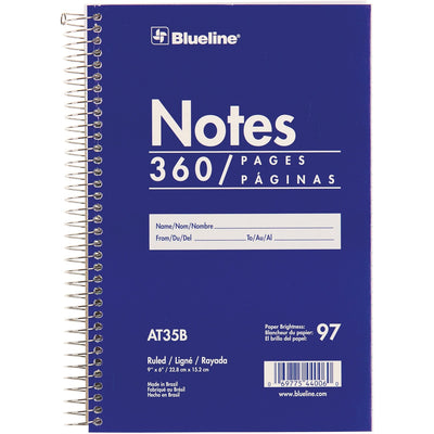 Dominion Blueline Blueline White Paper Wirebound Steno Pad, 9" x 6", REDAT35B
