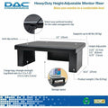 First Base DAC Stax MP-107 Ergonomic Height-Adjustable Monitor Riser/Laptop Stand, Black, DTA02161
