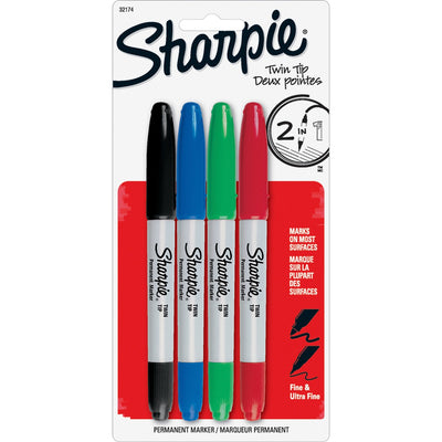 Newell Sharpie Twin-Tip Markers, 4 / Set, SAN32174PP