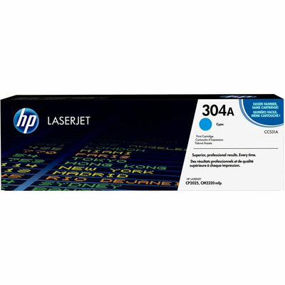 HP 304A (CC531A) Original Standard Yield Laser Toner Cartridge - Single Pack - Cyan -, HEWCC531A