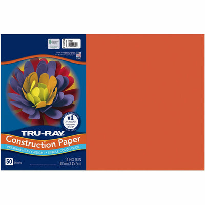 Dixon Ticonderoga Tru-Ray Heavyweight Construction Paper, Orange, 1 Pack, PAC103034