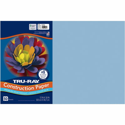 Dixon Ticonderoga Tru-Ray Heavyweight Construction Paper, Sky Blue, 1 Pack, PAC103048
