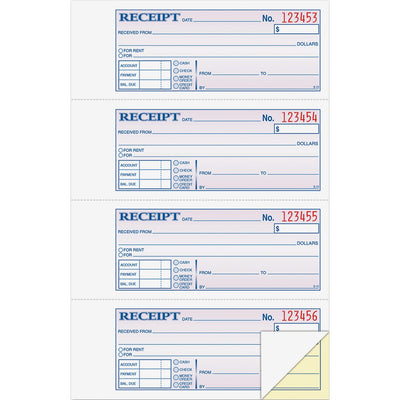 TOPS Adams Money/Rent Receipt Book, White, 7.62" Width x 11" Length, ABFDC1182