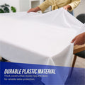 Genuine Joe Plastic Rectangular Table Covers, White, 6 / Pack, GJO10328