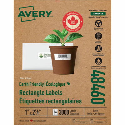Avery Eco-Friendly Address Labels for Laser and Inkjet Printers, 1" x 2?", Matte, 1 Box — view 1