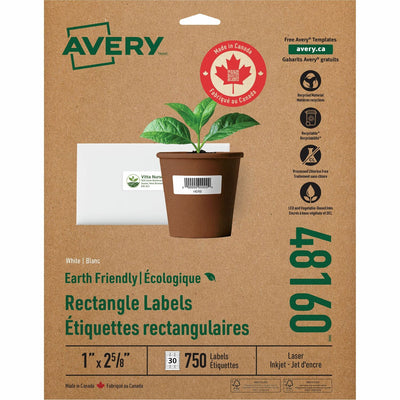 Avery Eco-Friendly Address Labels for Laser and Inkjet Printers, 1" x 2?", Matte, 1 Box — view 1