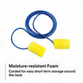 3M Aearo Corded Foam Earplugs, Yellow, 200 / Box, MMM3111101