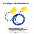 3M Aearo Corded Foam Earplugs, Yellow, 200 / Box, MMM3111101