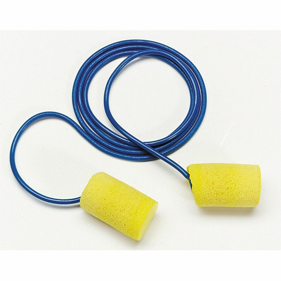 Aearo Corded Foam Earplugs, Yellow, 200 / Box, MMM3111101