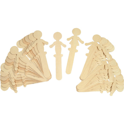 Dixon Ticonderoga Creativity Street People Shaped Wood Craft Sticks, Natural, 1 Pack, PAC364502