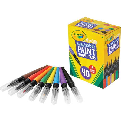 Crayola Washable Paint Brush Pens, 1 Box, CYO54-6203