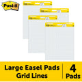 3M Post-it Self-Stick Easel Pad Value Pack with Faint Grid, 25" x 30", 1 Carton, MMM560-VAD-4PK