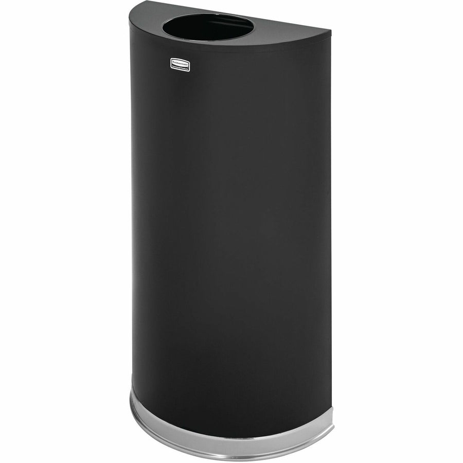 Rubbermaid Commercial 12 Gallon Half Round Steel Receptacle, 18" x 32", Chrome, RCPSO1220PLBK