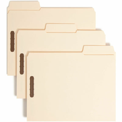 Smead SuperTab 1/3 Tab Cut Letter Recycled Fastener Folder, Manila, 8 1/2" Width x 11" Length, 50 / Box, SMD14535