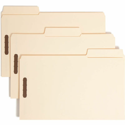 Smead SuperTab 1/3 Tab Cut Legal Recycled Fastener Folder, Manila, 8 1/2" Width x 14" Length, 50 / Box, SMD19535