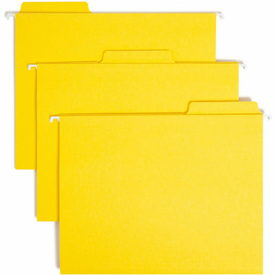 Smead FasTab 1/3 Tab Cut Letter Recycled Hanging Folder, Yellow, 8 1/2" Width x 11" Length, 20 / Box, SMD64097