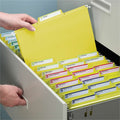 Smead FasTab 1/3 Tab Cut Letter Recycled Hanging Folder, Yellow, 8 1/2" Width x 11" Length, 20 / Box, SMD64097