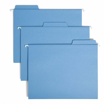 Smead FasTab 1/3 Tab Cut Letter Recycled Hanging Folder, Blue, 8 1/2" Width x 11" Length, 20 / Box, SMD64099