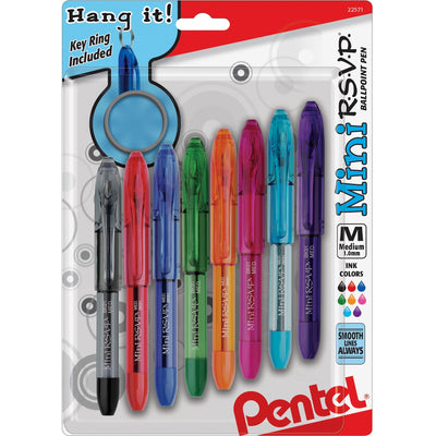 Pentel Mini R.S.V.P. Ballpoint Pens, 8 / Pack, PENBK91MNBP8M