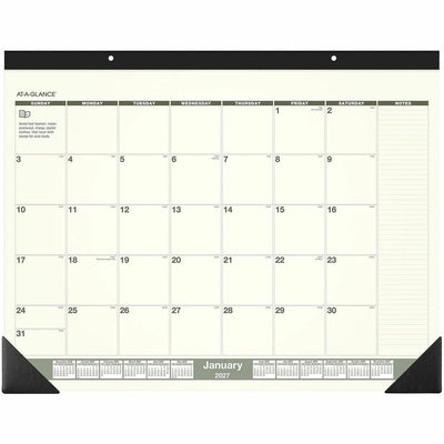 ACCO At-A-Glance Recycled Monthly Desk Pad, Standard, 22" x 17", Green, AAGSK32G00