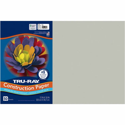 Dixon Ticonderoga Tru-Ray Construction Paper, Gray, 1 Pack, PAC103059