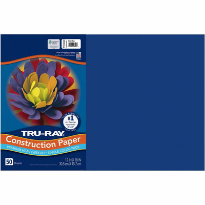 Dixon Ticonderoga Tru-Ray Heavyweight Construction Paper, Royal Blue, 1 Pack, PAC103049