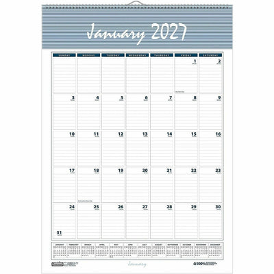 House of Doolittle Bar Harbor 12-Month Wall Calendar, Gray, 22", HOD334