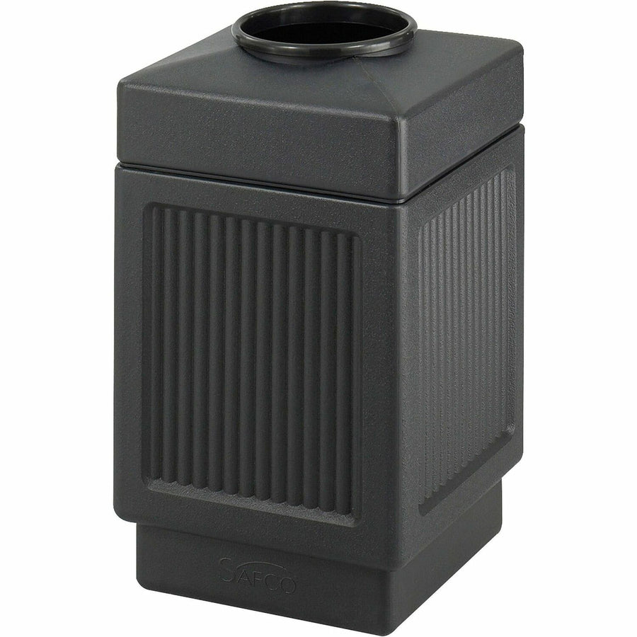 Safco Indoor/Outdoor Waste Receptacle, Canmeleon, 18.3" x 31.5", Black, Polyethylene, 38 gal, SAF9475BL