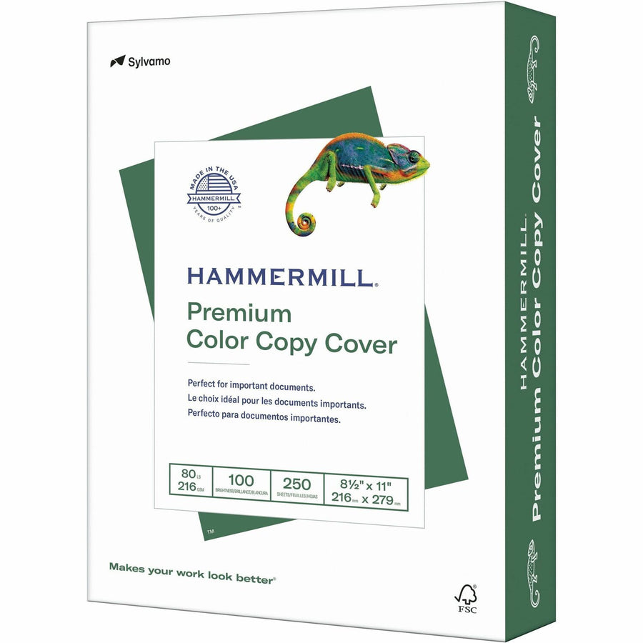 Hammermill Premium Color Copy Cover - White, Paper for Color, 8.5" x 11", 80 lb, Jam-free, 1 / Pack, HAM120023