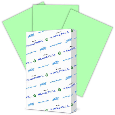 International Paper Company Hammermill Colors Recycled Copy Paper - Green, 8 1/2" x 14", 10 / Pack, HAM103374