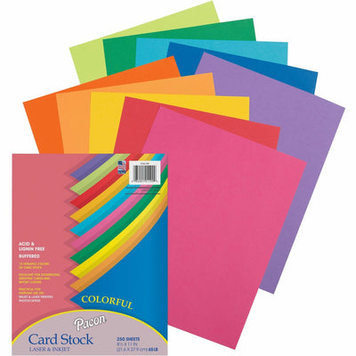 Dixon Ticonderoga Pacon Colorful Cardstock Assortment - Assorted, 8 1/2" x 11", 1 Pack, PAC101199