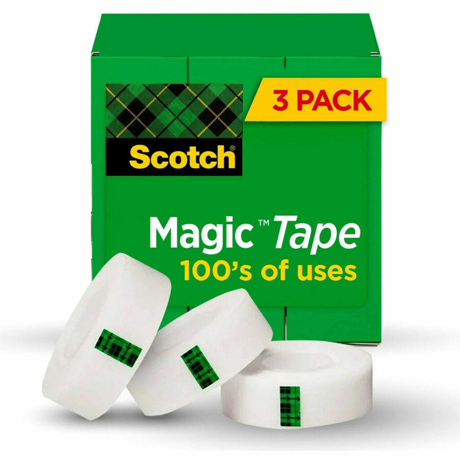 Scotch Magic Tape, Clear, 1", 72 yd, 3", Photo-safe, 1 / Pack, MMM810-72-3PK