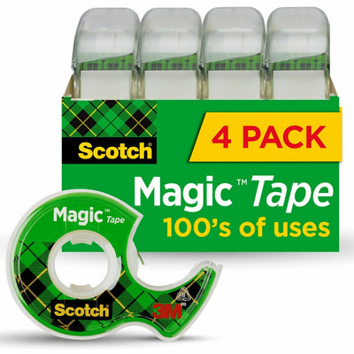 3M Scotch Nonyellowing Magic Tape Dispenser, Clear, 1 Pack, MMM4105