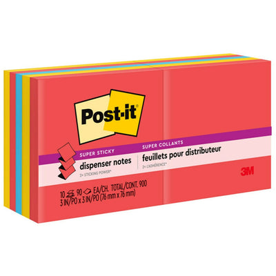 3M Post-it Super Sticky Dispenser Notes - Playful Primaries Color Collection, Sunnyside, 1 Pack, MMMR33010SSAN
