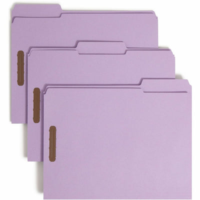 Smead 1/3 Tab Cut Letter Recycled Fastener Folder, Lavender, 8 1/2" Width x 11" Length, 50 / Box, SMD12440