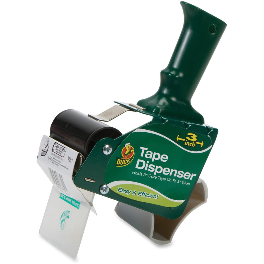 Duck Brand Extra Wide Standard Packing Tape Dispenser, Green, Plastic, 3", DUC1064012