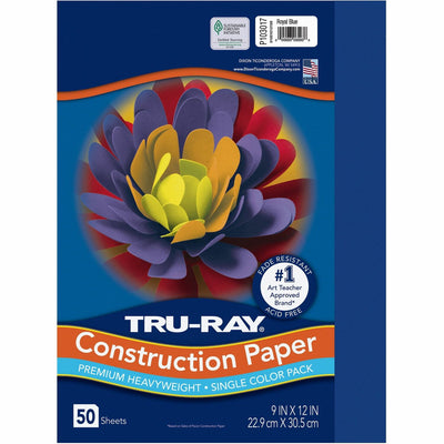 Dixon Ticonderoga Tru-Ray Heavyweight Construction Paper, Royal Blue, 1 Pack, PAC103017