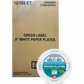 AJM Packaging Green Label 9" Green Label Economy Paper Plates, White, 12 / Carton, AJMPP9GRA