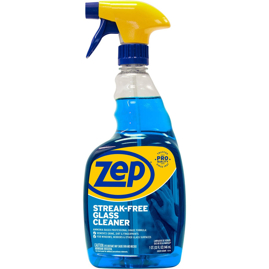 Zep Streak-Free Glass Cleaner, Blue, Heavy Duty, ZPEZU112032