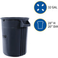 Genuine Joe Heavy-Duty Trash Container, Gray, 32 gal, GJO60463